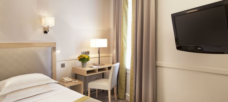 Dormitorio elegante en uno de los hoteles céntricos de Paris habitacion diseno moderno elegante