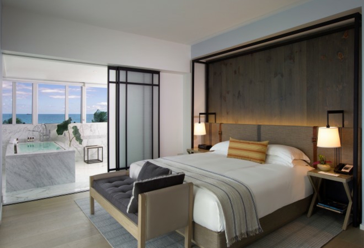 Habitación diseñada en estilo moderno y elegante dormitorio chic hotel victor south beach