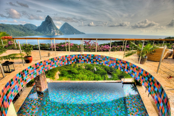 Jade Mountain es uno de los mejores hoteles de lujo caribeños hoteles lujo arquitectura espectacular