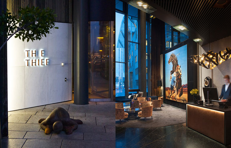 Las obras artísticas son por todas las partes lobby hotel diseno oslo