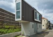 vista exterior casa triangular tokio