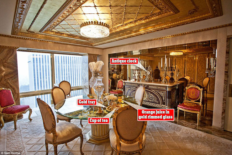 Sala de té en la espectacular penthouse de Donald Trump en Nueva York salon te penthouse nueva york